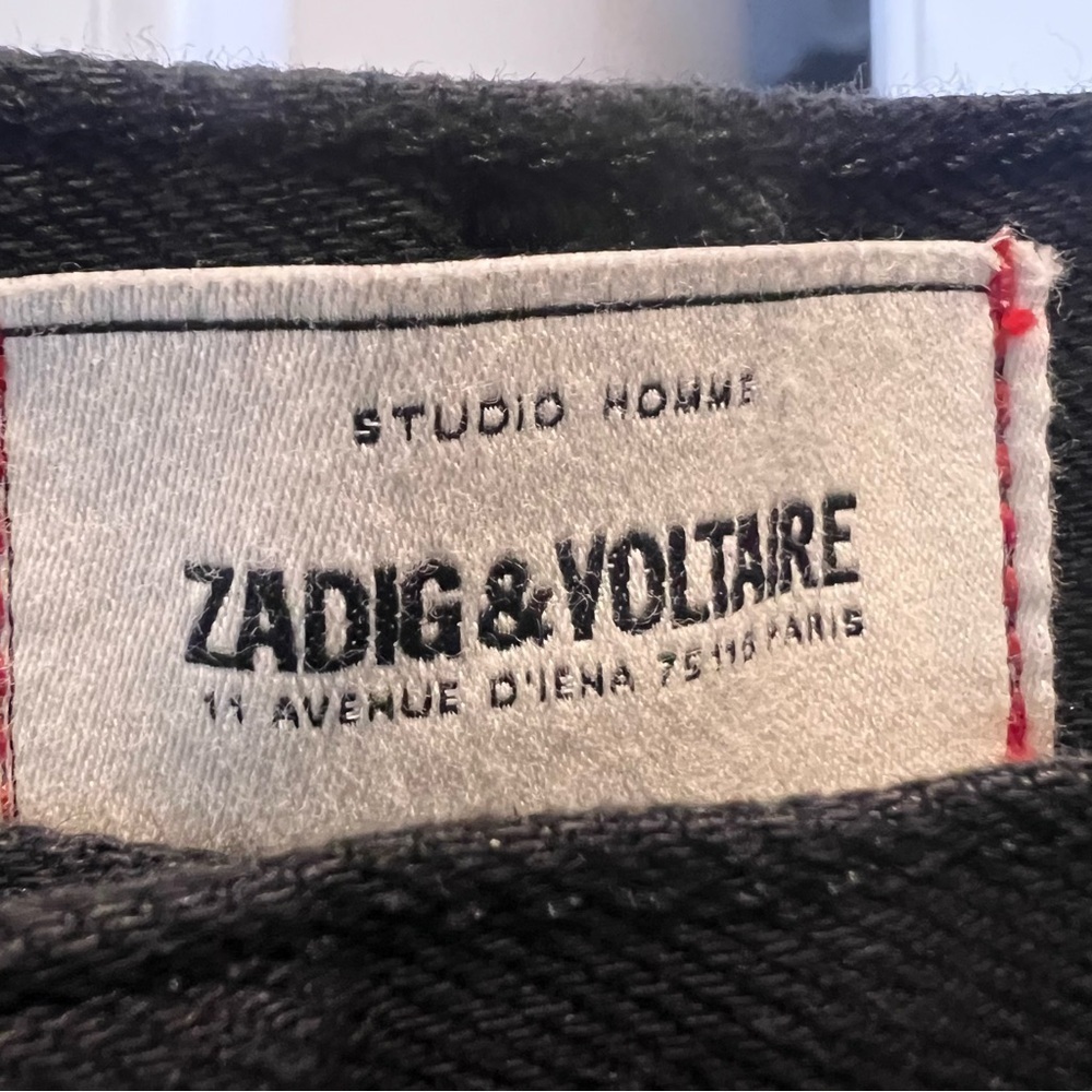 ZADIG & VOLTAIRE Black Straight-Leg Jeans Unisex Fit Designer Denim Tall Inseam - Picture 3 of 14